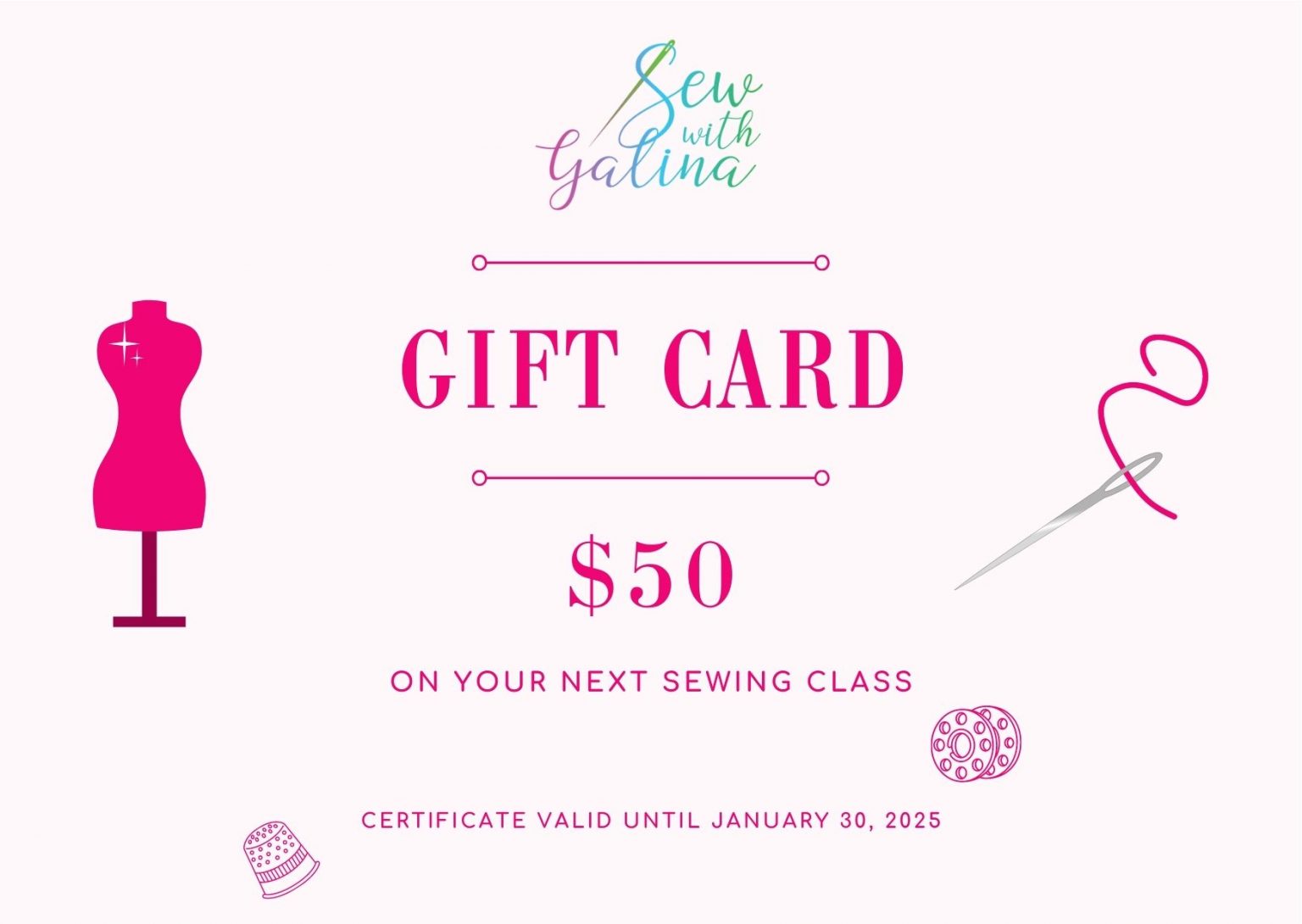 Gift card valued at $50